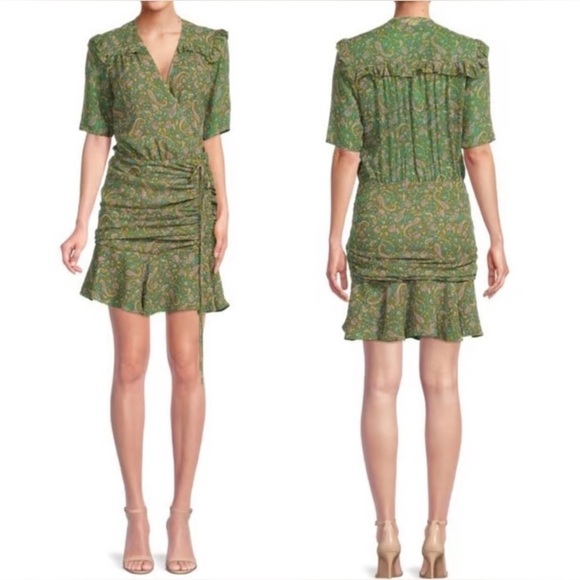 Veronica Beard Dakota‎ Dress Green Paisley Multicolor Boho 100% Silk NWT -Size 6 - Picture 1 of 9